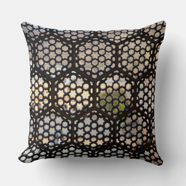 Geometric Lattice window, India Cushion (Front)