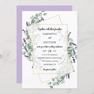 Geometric Lavender Eucalyptus Wedding Invitation
