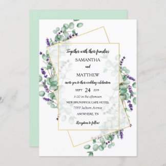 Geometric Lavender Eucalyptus Wedding Invitation