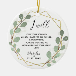 Geometric Leaf Greenery Mother of the Groom Ceramic Ornament