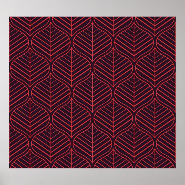 Geometric leaves seamless pattern. Abstract textur Poster (Front)