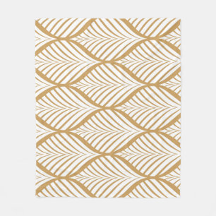 Geometric Leaves Vintage Seamless Illustration Fleece Blanket