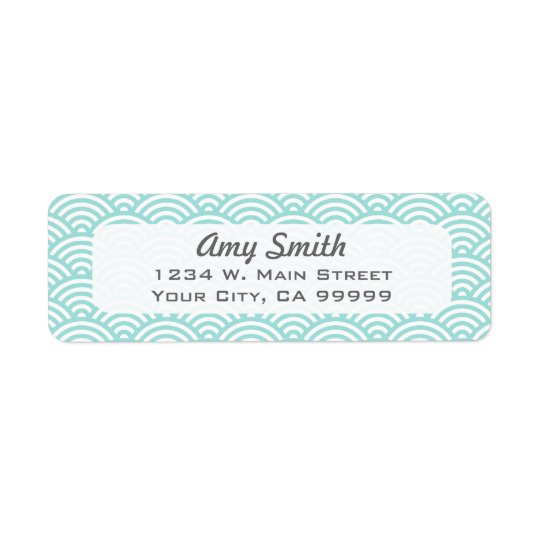 Geometric Light Aqua and White Asian Pattern Return Address Label