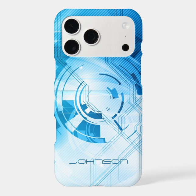 Geometric Light Blue Abstract Pattern Monogram (Back)