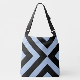 Geometric Light Blue and Black Chevrons Crossbody Bag