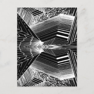 Geometric Line Art Black & White Abstract Design Postcard