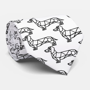 Geometric line art of a dachshund tie