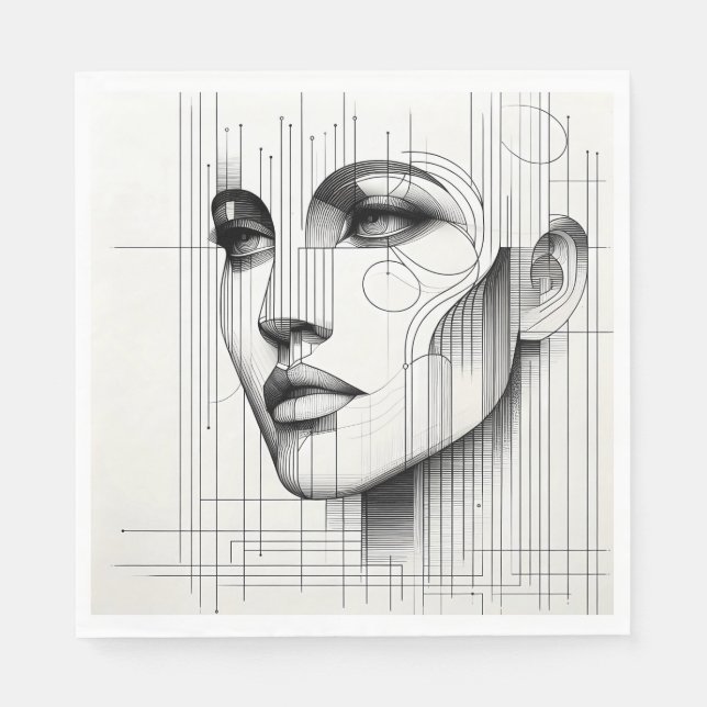 Geometric Line Portrait Napkin (Front)