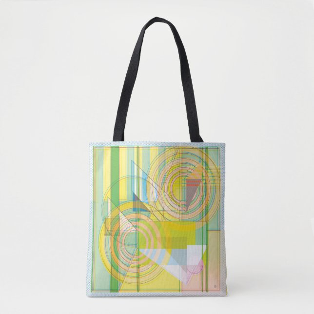 Geometric Line Shapes Tote Bag (Front)