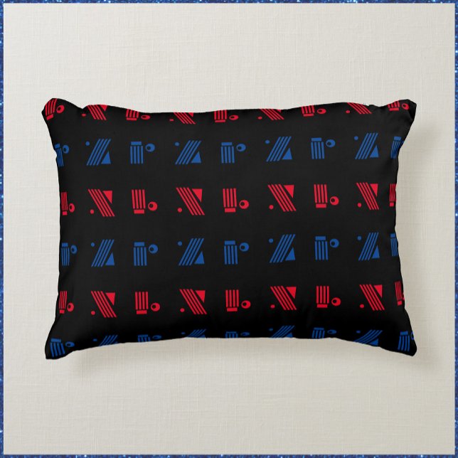 Geometric Lines and Shapes Blue Black and Red  Decorative Cushion (Creator Uploaded)