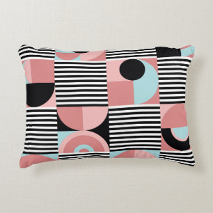 Geometric Lines, Colourful Shapes Mosaic. Decorative Cushion