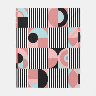 Geometric Lines, Colourful Shapes Mosaic. Fleece Blanket