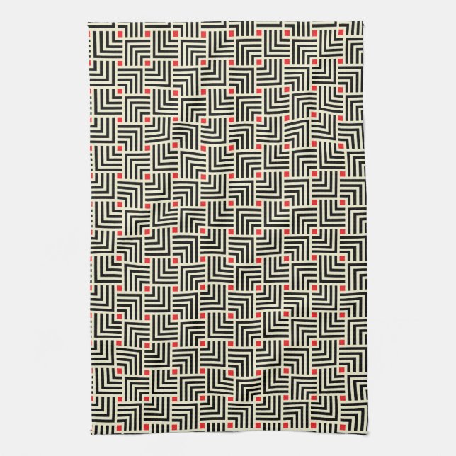 Geometric Lines Pattern Tea Towel (Vertical)