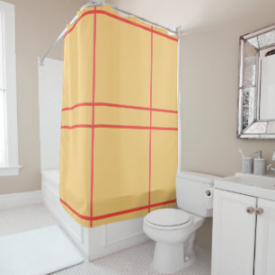 Geometric Lines Yellow Peach Shower Curtain