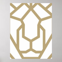 geometric lion abstract animal art, modern Poster