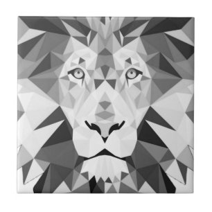 Geometric Lion Black and White Ceramic Tile
