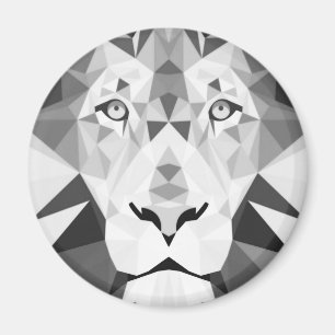 Geometric Lion Black and White Magnet