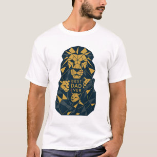 Geometric Lion Dad with Cubs Best Dad T-Shirt