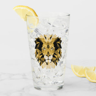 Geometric Lion Head Brown Glass