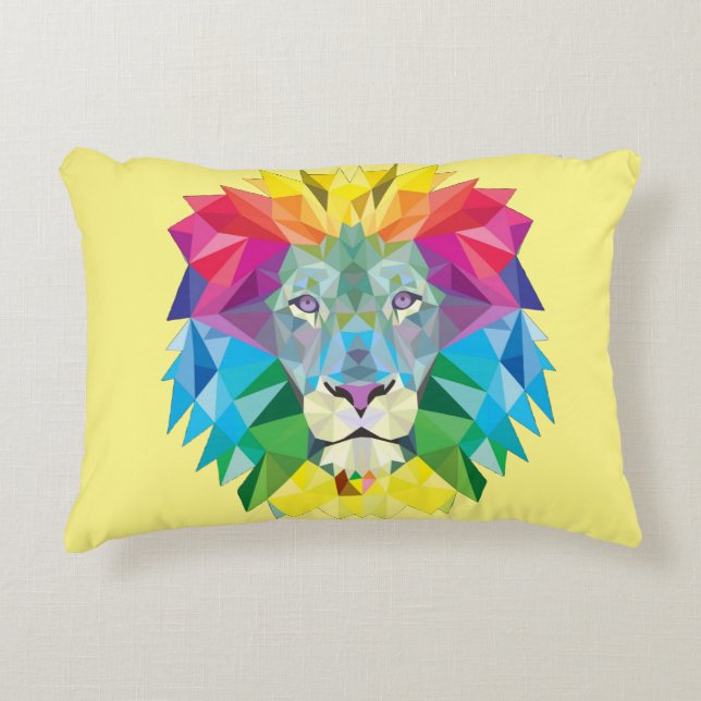 Geometric Lion Head Decorative Cushion (Front)