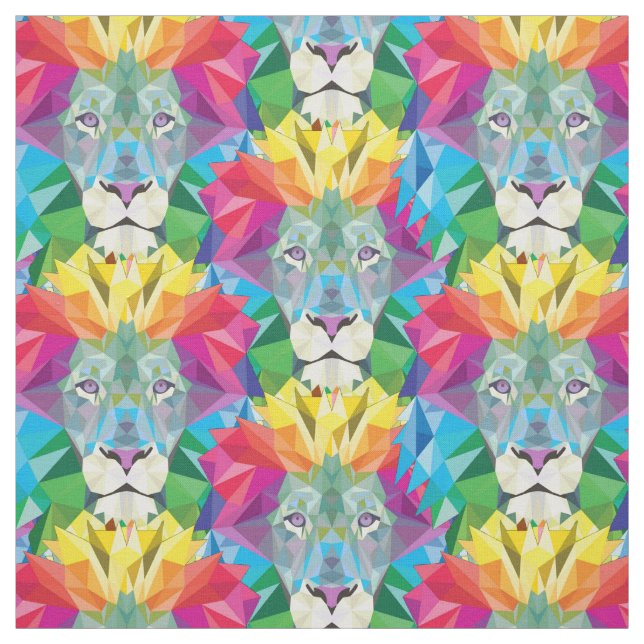 Geometric Lion Head Fabric (Swatch)