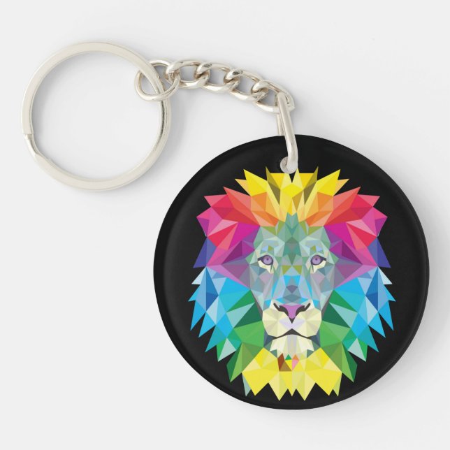 Geometric Lion Head Key Ring (Front)