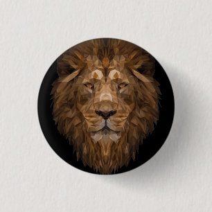 Geometric Lion Portrait 3 Cm Round Badge