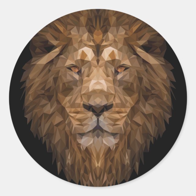 Geometric Lion Portrait Classic Round Sticker (Front)