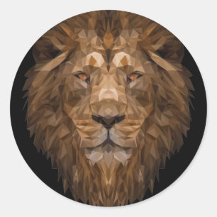 Geometric Lion Portrait Classic Round Sticker