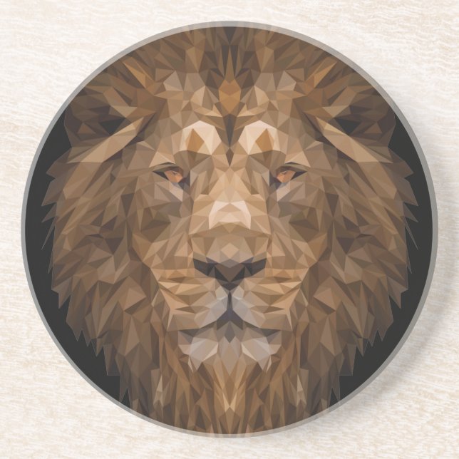 Geometric Lion Portrait Coaster (Front)