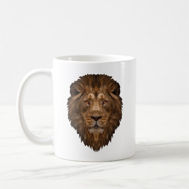 Geometric Lion Portrait Coffee Mug (Left)