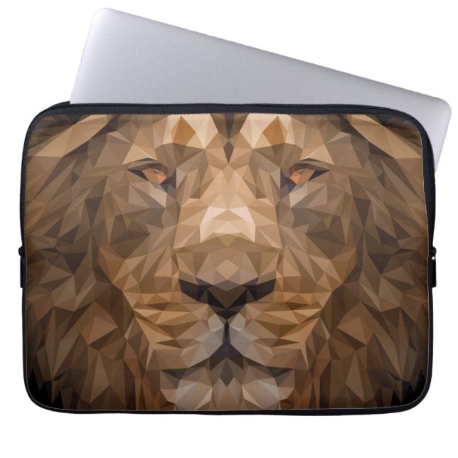 Geometric Lion Portrait Laptop Sleeve (Front)
