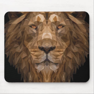 Geometric Lion Portrait Mouse Pad