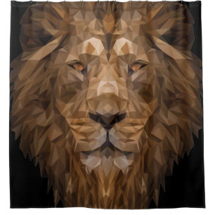 Geometric Lion Portrait Shower Curtain