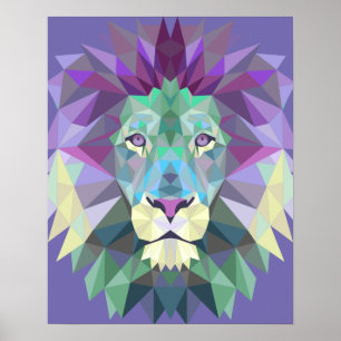 Geometric Lion Poster