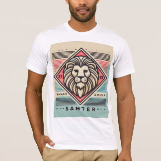 Geometric Lion Retro Emblem T-Shirt Design