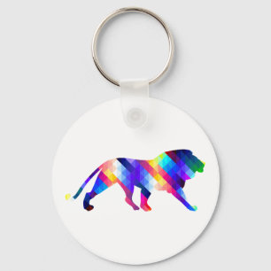 Geometric lion silhouette key ring