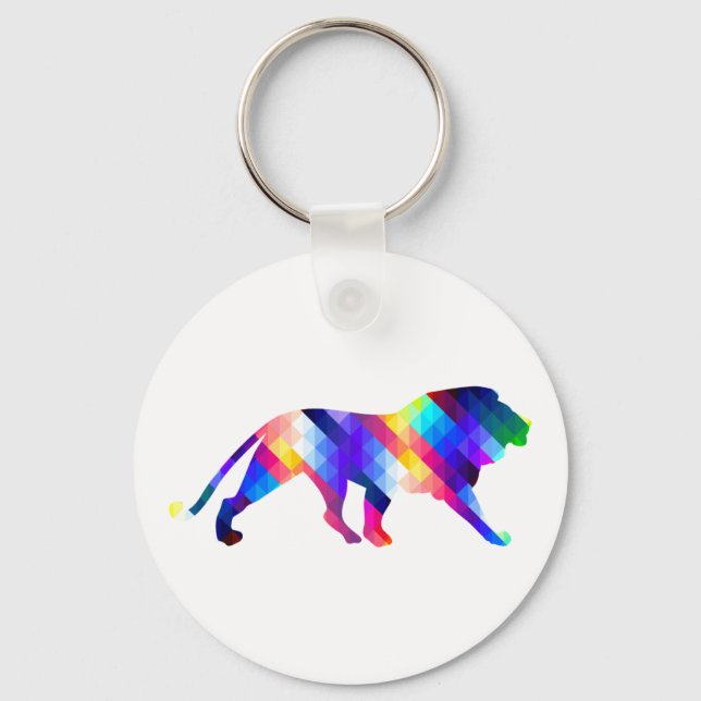 Geometric lion silhouette key ring (Front)