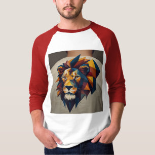 Geometric Lion Streetwear Logo Design Sleeve T-Shirt