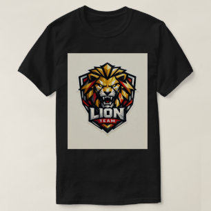 Geometric Lion Strike: Modern Sports Team Emblem T-Shirt
