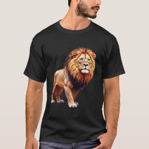 Geometric Lion with Glitch Art T-Shirt