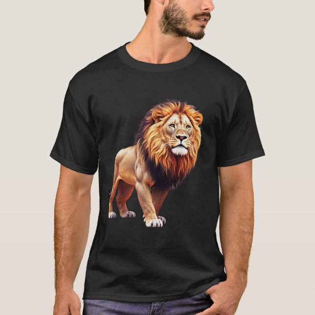 Geometric Lion with Glitch Art T-Shirt (Front)