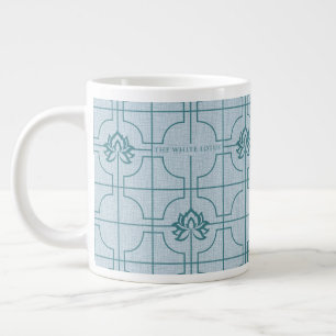Geometric Lotus Grid Pattern - The White Lotus Large Coffee Mug