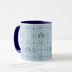 Geometric Lotus Grid Pattern - The White Lotus Mug