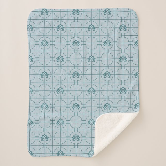 Geometric Lotus Grid Pattern - The White Lotus Sherpa Blanket (Front)