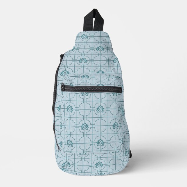 Geometric Lotus Grid Pattern - The White Lotus Sling Bag (Front)