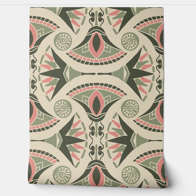 Geometric Lotus - Stylised Lotus - Blush Pink Wallpaper (Unrolling)