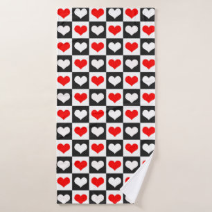 Geometric Love Heart Pattern Design Bath Towel