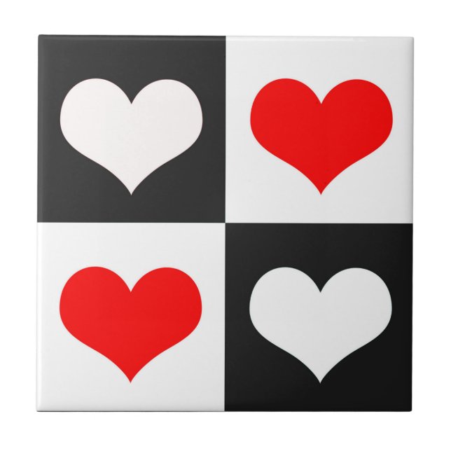 Geometric Love Heart Pattern Design  Ceramic Tile (Front)