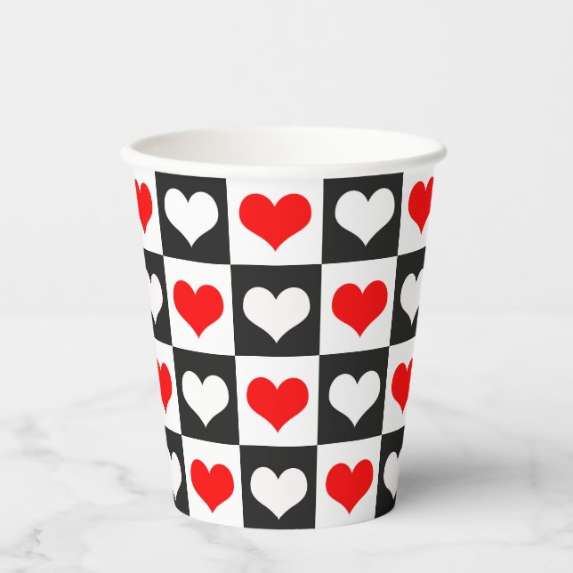 Geometric Love Heart Pattern Design  Paper Cups (Front)
